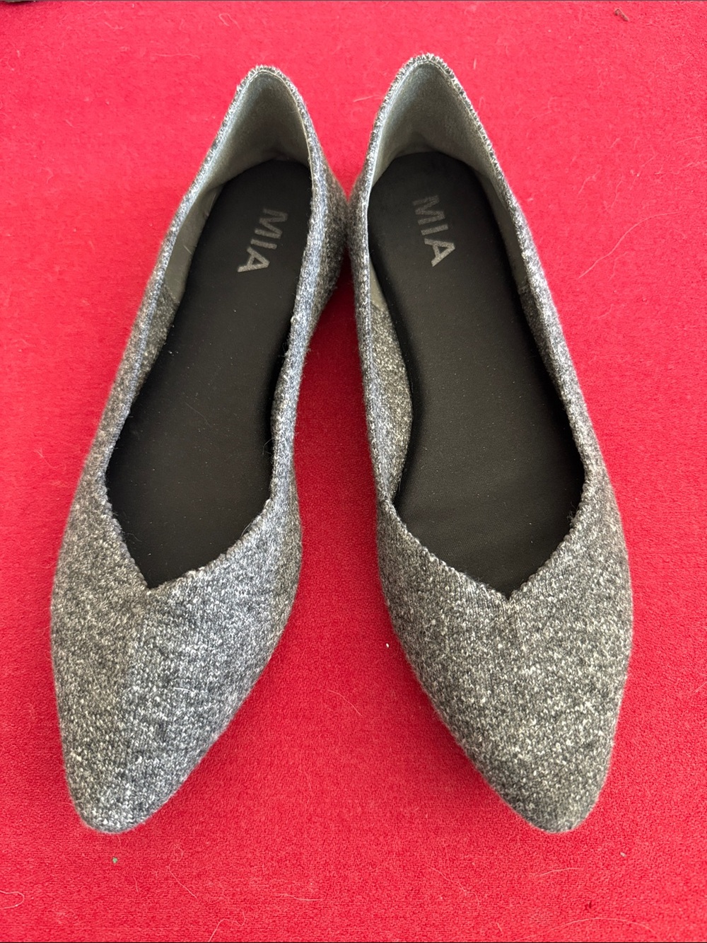 MIA Women's Pointed Glitter Flats - Silver Gray